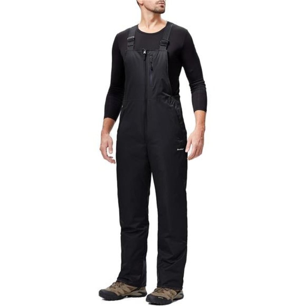 Waterproof Snow Bib Ski Pants for Men Black Insulated